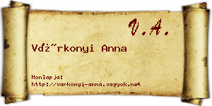 Várkonyi Anna névjegykártya